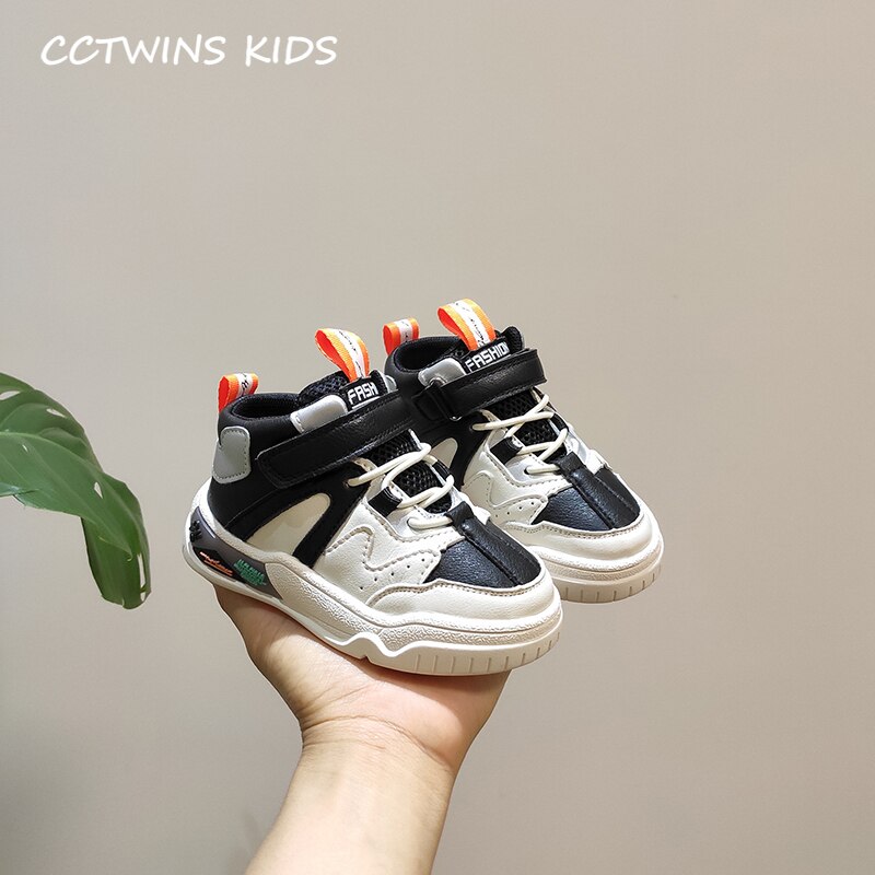 Cctwins børnesko efterår børn høje sneakers baby drenge mærke fritidssko piger sportssko  fc2851: Sort / 8.5