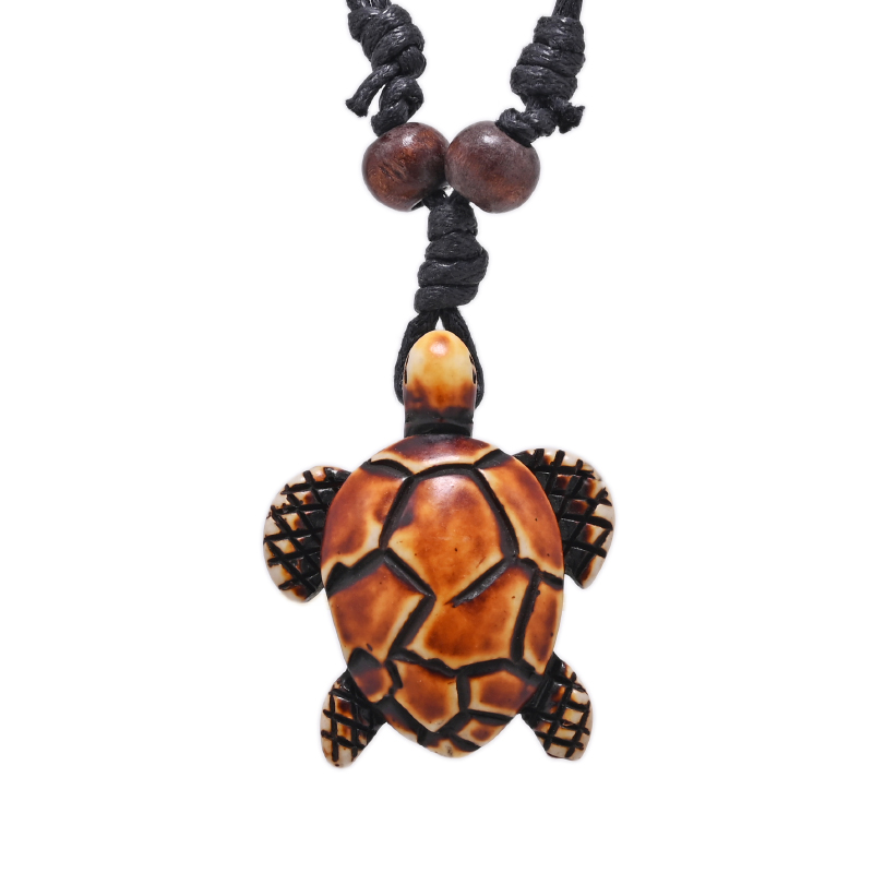 Collana da surfista Ciondolo tartaruga marina Uomo Girocollo inca Gioielli Stile nautico Imitazione yak osso Collane Amuleto Cavo di cera regolabile: Placcato rodio