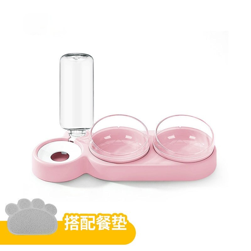 Triple Kom Voor Kat Automatische Feeder Hond Kattenvoer Kom Met Fontein Dubbele Kom Drinker Verhoogde Stand Schotel Kommen voor Kat: Pink nonslip mats