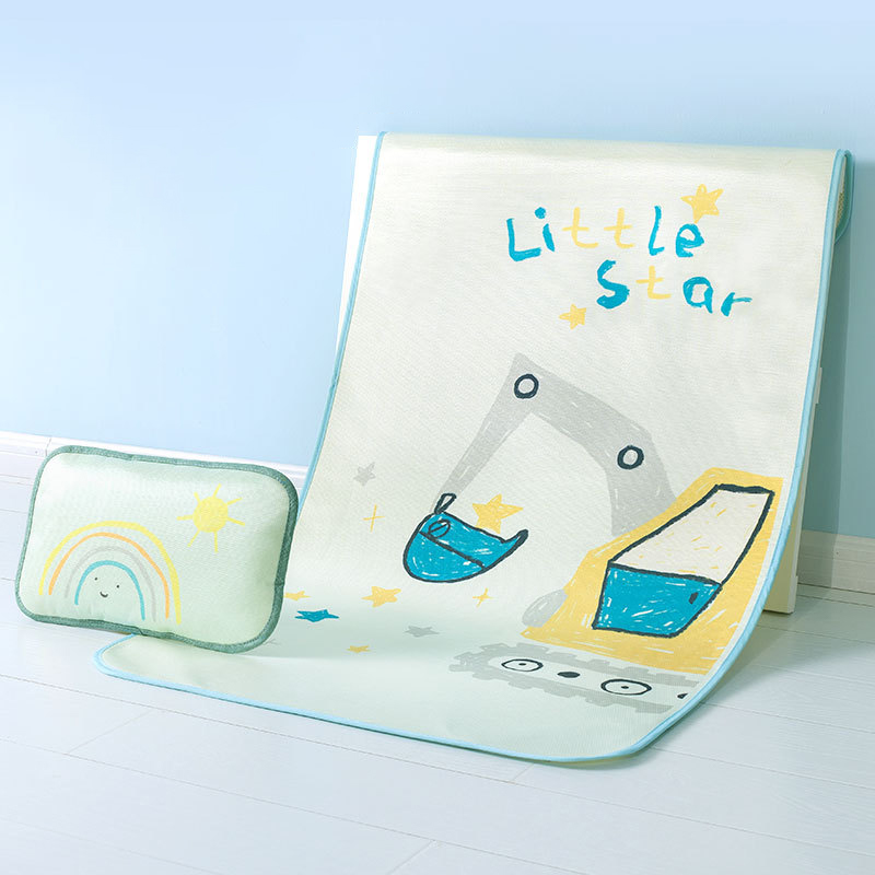 Colchón Protector de cama plegable para niños y niñas, colchoneta individual para estudiantes, juego de cama infantil, fundas para dormir: excavator / 110x60cm
