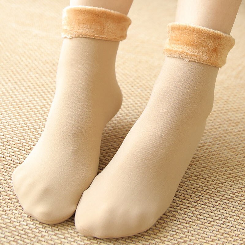 Termiske fleece sokker vinter fleece forede varme sokker fuzzy bløde kvinder tyk sok  b99: B