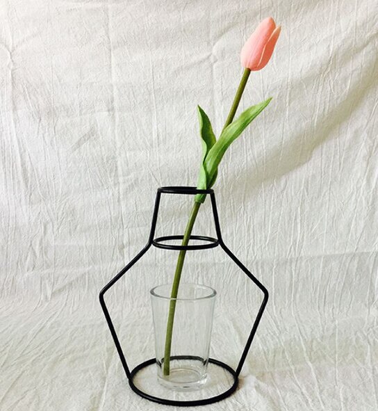 Retro järnlinje bord metall blommor vas solid växthållare moderna nordiska stilar minimalism heminredning järnbord blomvas: H