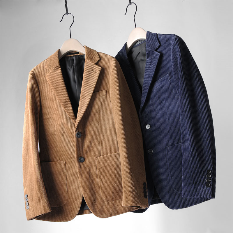 Herr manchester kavaj enfärgad casual manchester enkelknäppt kostym herr kavaj maskulin kläder vetement