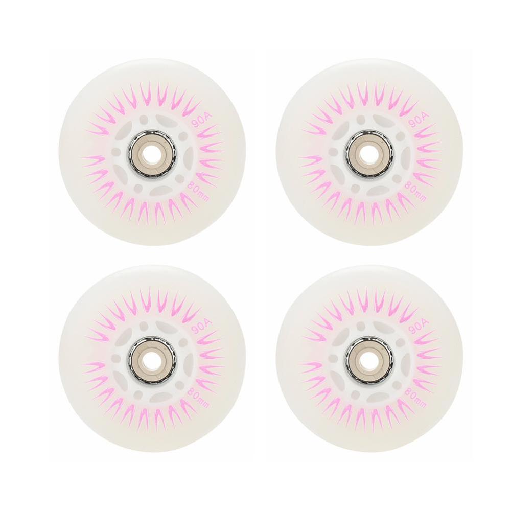 80mm rolo inline rodas de skate 4 pces led deslizante patinação durável roda substituição rollerblade luminoso piscando rolos h1y1: pink