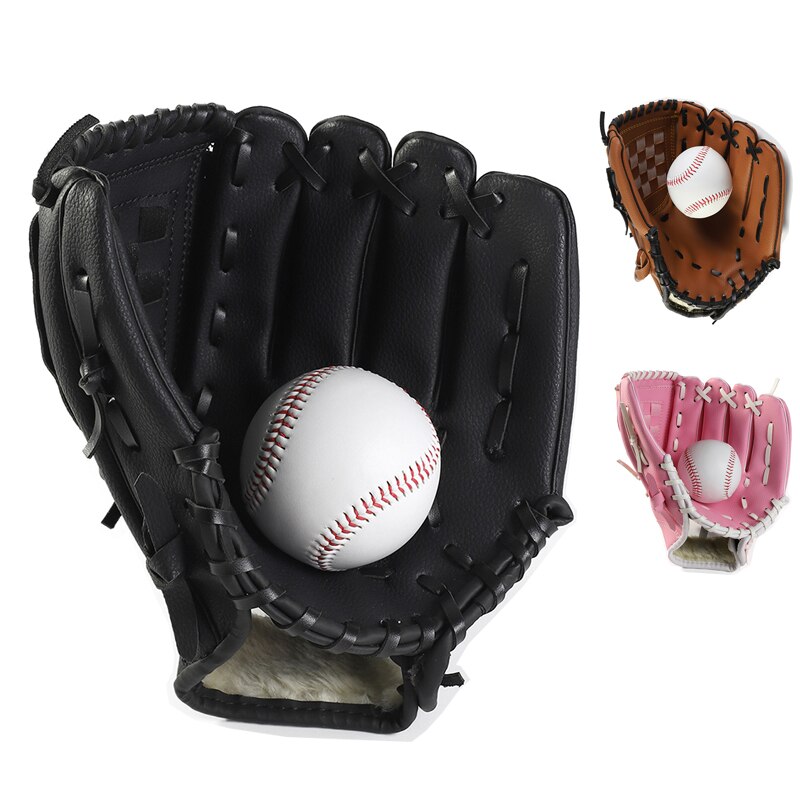 Sort lyserød brun baseball handske softball træningsudstyr størrelse 10.5/11.5/12.5 venstre hånd til børn voksen mand kvinde træning
