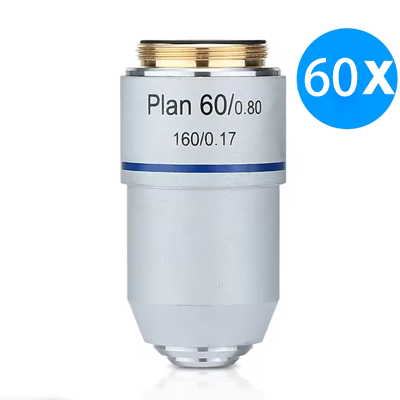 Lente objetivo acromática de Plan de microscopio 4X 10X 20X 40X 100X objetivos de microscopio metalúrgico biológico rosca de 20,2 RMS