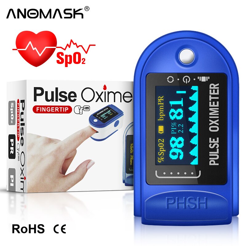 Blood Oximeter + Thermometer Blood Oxygen Saturation Health Monitoring SPO2 PR PI Portable One-Key Measuring Ear Thermometer: Rose Red