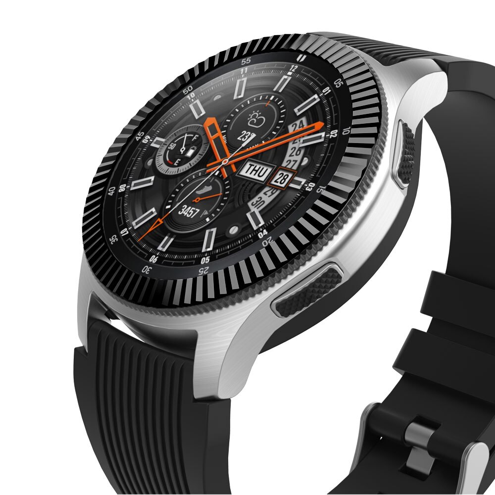 Bisel de Metal de 22mm para Samsung Gear S3 Frontier, accesorios de protección circular para reloj Samsung galaxy watch de 46mm: Black