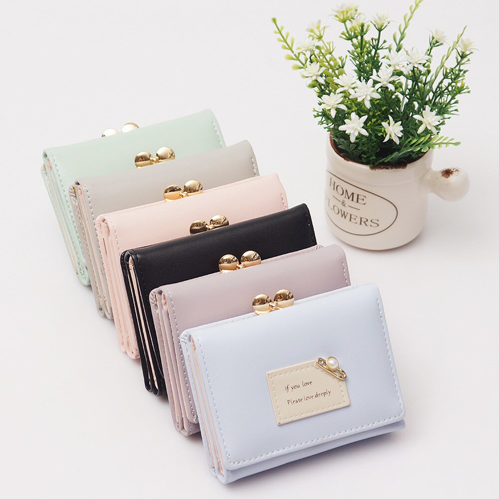 Women Wallets Female Short Three Fold Purse Simple Cute Student Clutch Card Holder Coin Purse