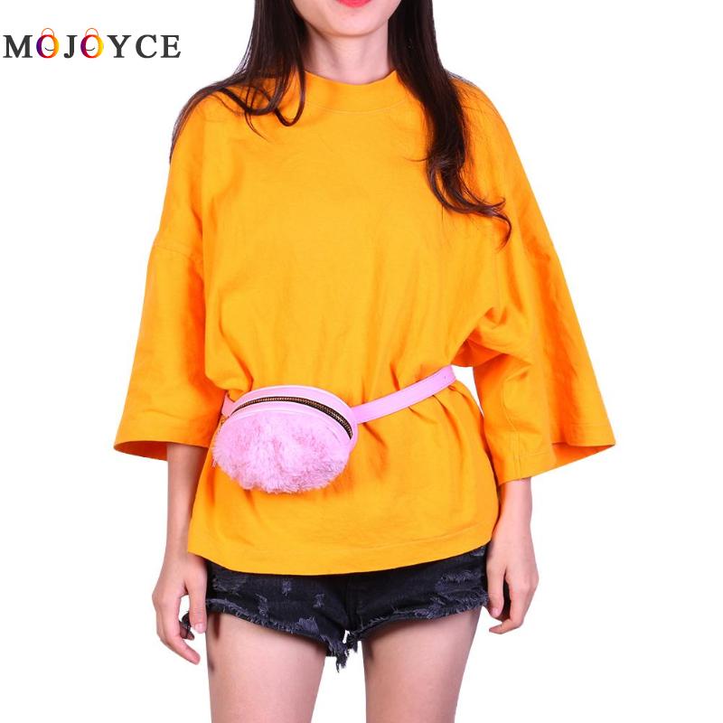 Winter Pluche Riem Bag Kids Meisje Pu Lederen Heuptasje Mode Ovale Vorm Heuptas Heuptas