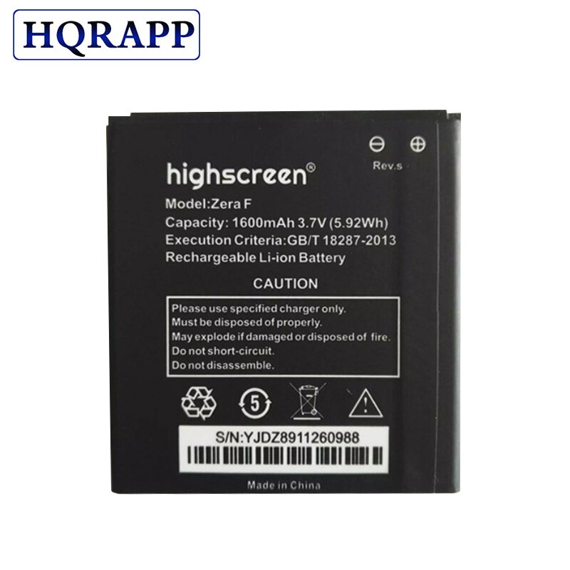 1 Pcs Nuovo di Alta Qualità Lunghezza Zera F Rev. S (58X54 Mm) per Highscreen Zera F Rev. 4s Batteria Del Telefono