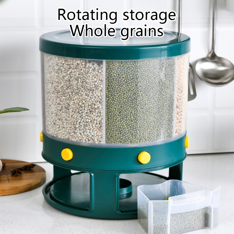 10KG Kitchen Food Storage container Rotating cans for bulk cereals Moisture Insect Proof Grain Organizer box Separat Rice Bucket