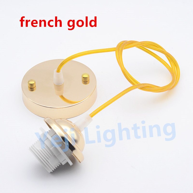 E27 fatninger plastik lampeholder med 1m ledninger loft rose baldakin lampe base til lysekrone led pendel ledning sæt gør det selv: Fransk guld