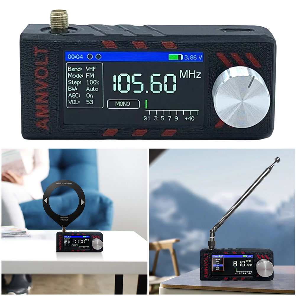 0.5-108mhz SI4732 Radio LSB USB AM FM FM/AM Radio HF SW MW VHF Radio Portable Radio 1.9inch IPS ESP-32-S3 Pocket Radio