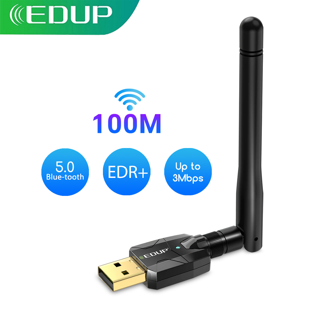 EDUP 150M USB Bluetooth Adapter Bluetooth 5.1 Wireless Bluetooth Audio Receiver Transmitter 5dBi Antenna USB Dongle For Computer: black