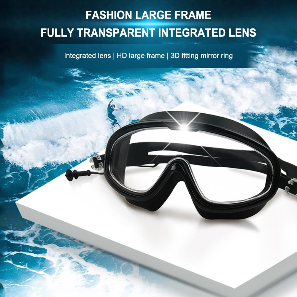 Swimming Goggles Large Frame Waterproof Anti-Fog Adjustable Diving Glasses Adults Water Sports Eye Protection Swimming Glasses