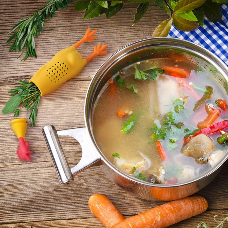 Herbruikbare Duurzaam Siliconen Kip Haan Kip Zetgroep Voor Kruiden Thee Kruiden Pot Kruiderij Container Leuke Spice Box # Ow
