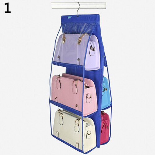 6 zakken hangende handtas portemonnee tas opberg organizer garderobe kast hanger: Blauw