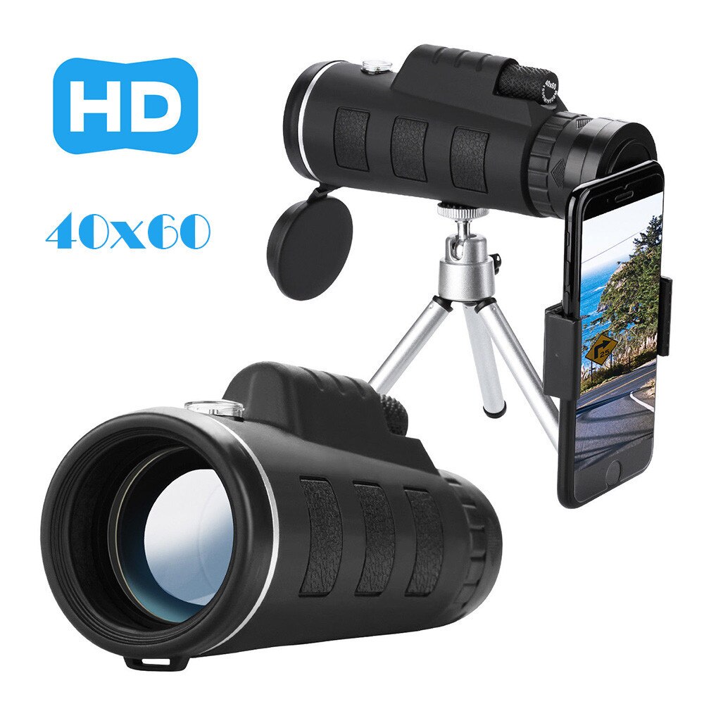 Waterproof Telescope 40x60 Zoom Optical Hd Lens Monocular Telescope+ Tripod+ Clip For Universal Phone Telescope Camera
