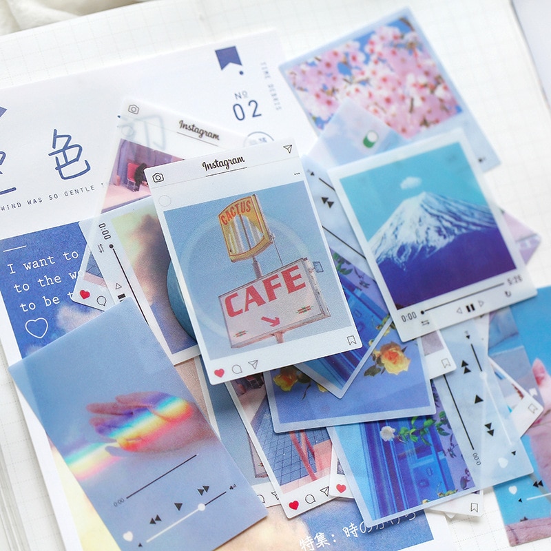 40 stk/pakning vintage ins foto himmel pvc klistremerker pakke diy dagbok dekorasjon klistremerke scrapbooking multistyle himmel dyrefoto