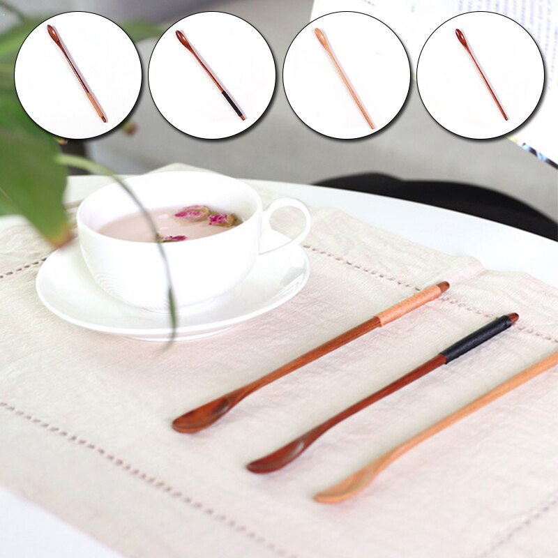 1 Pcs Natural Long Handle Wooden Mixing Spoons Coffee Tea Spoon Honey Stirring Spoon Wooden Spoon with Thin Handle