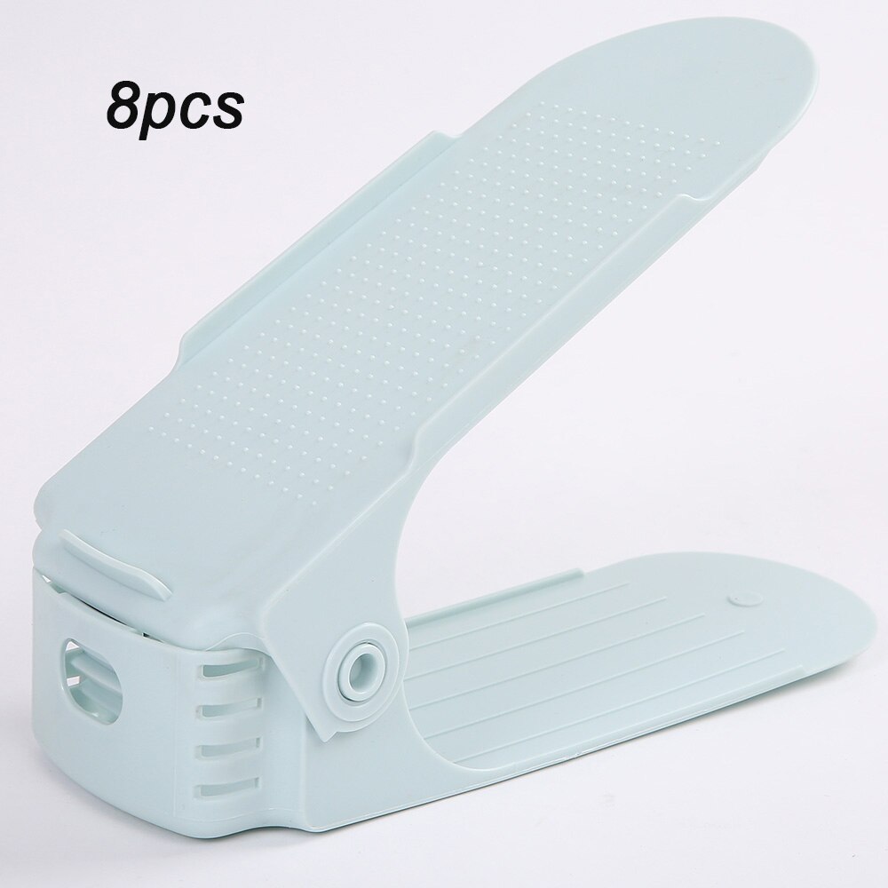 8 stuks verstelbare dubbele schoenenorganizer moderne schoonmaak opbergrek plastic woonkamer organizers schoenendoos standaard beugel schoenendoos: 8 stuks lichtblauw