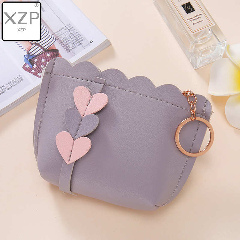 XZP Coreano Dolce Del Cuore Delle Donne Della Moneta Della Borsa di Alta Qualità di Cuoio dell'UNITÀ di elaborazione mini Sacchetto Della Chiusura Lampo Ragazze Della Frizione Delle donne Della Borsa Del Supporto carteira feminina: Lavanda