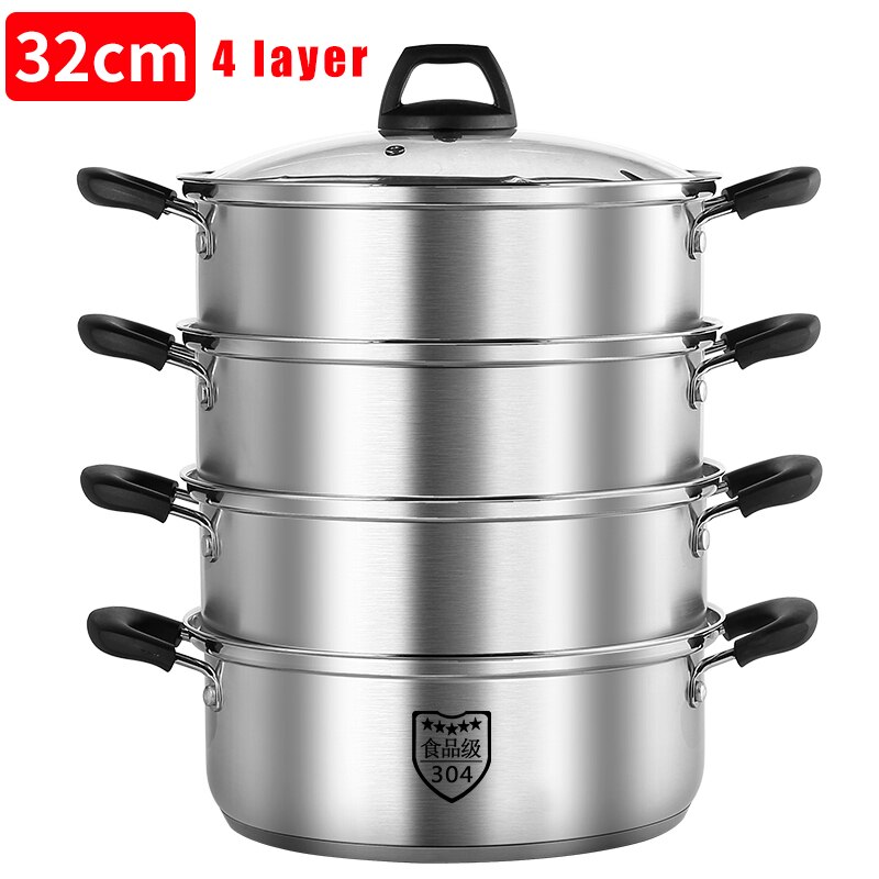 Haus Küche Dampf Topf Suppe Topf Edelstahl Topf Multi-funktion Kochgeschirr Topf: 32CM-vier Schicht