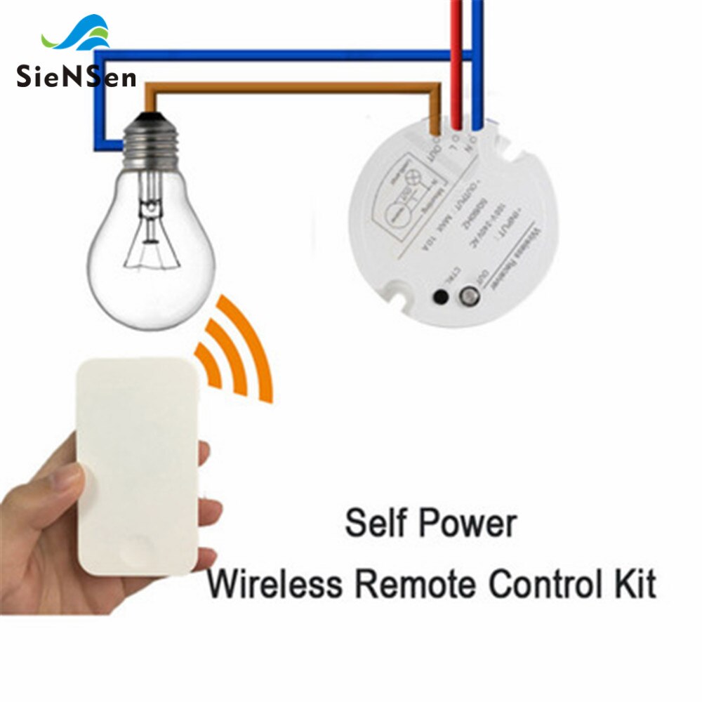 SienSen Self-Powered Wireless Switch No Battery Waterproof Transmitter Light Wall Remotes 433Mhz RF Receiver Remote Control Kit