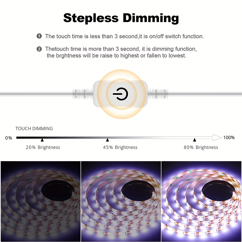 Led Strip Lampjes Touch Schakelaar Dimmer Usb Dc 5V 30Leds/M 2835 Flexibele Verlichting Tape Lint Voor Kamer Keukenkast Verlichting Decor