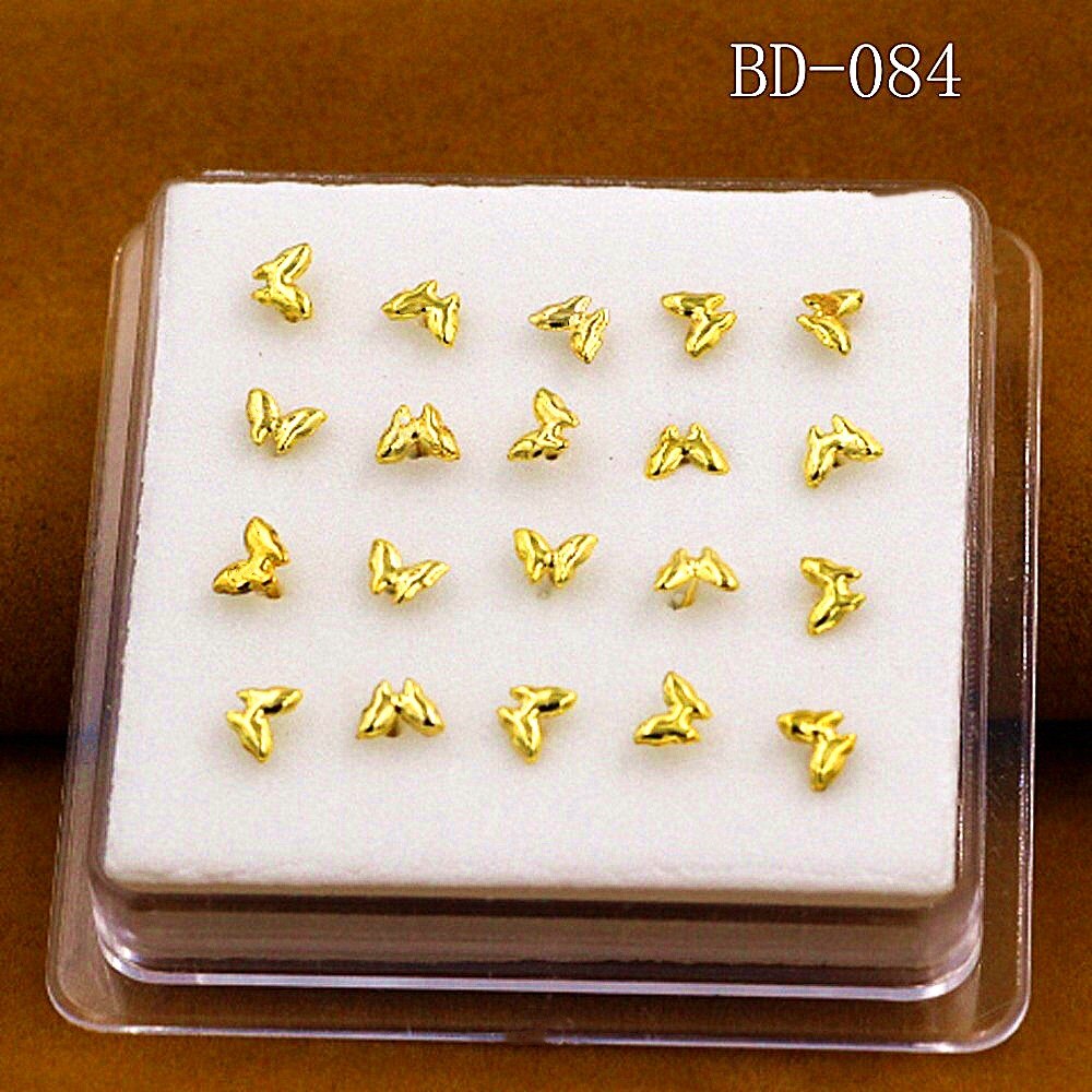 20ps jewelry nose studs Plating 18 k butterfly nose nail Contracted smooth nail & butterfly nose