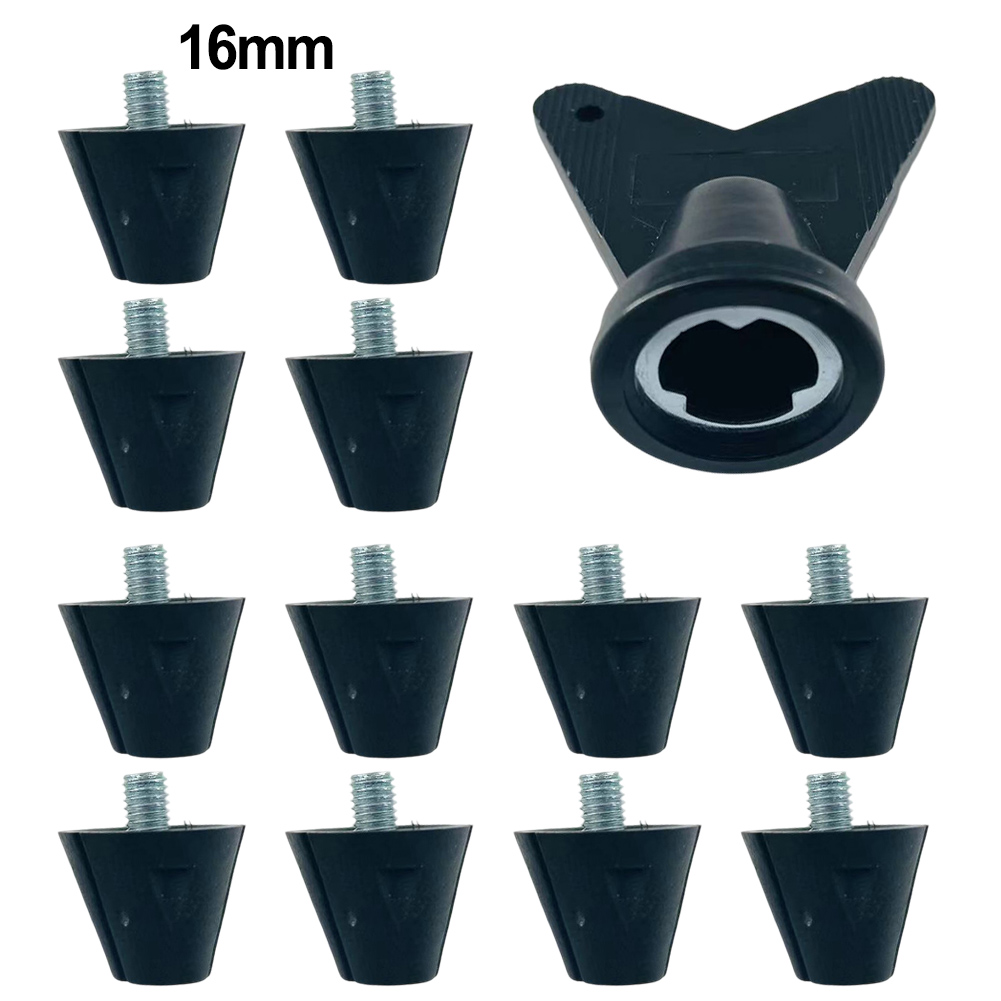 12 Uds. Clavos para zapatos de fútbol, tacos para botas de fútbol, suelo firme, tornillo de roscado M5 estable, 7/10/13/16mm, perno de repuesto antideslizante: YELLOW