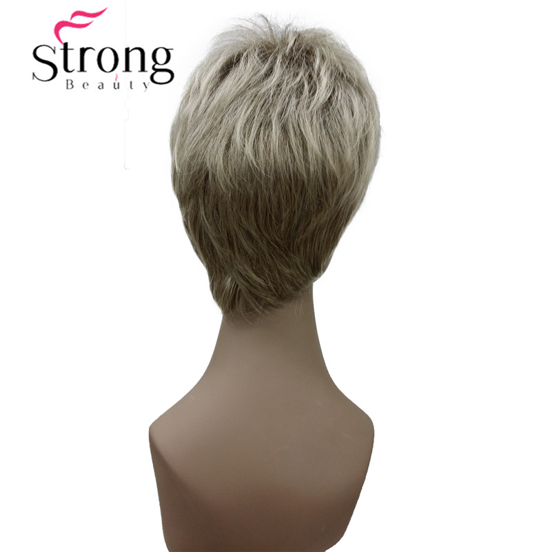 StrongBeauty Super Korte Gelaagde en Spikey Blonde Full Synthetische Pruik Pruiken Zwart Bruin KLEUR KEUZES: 230T