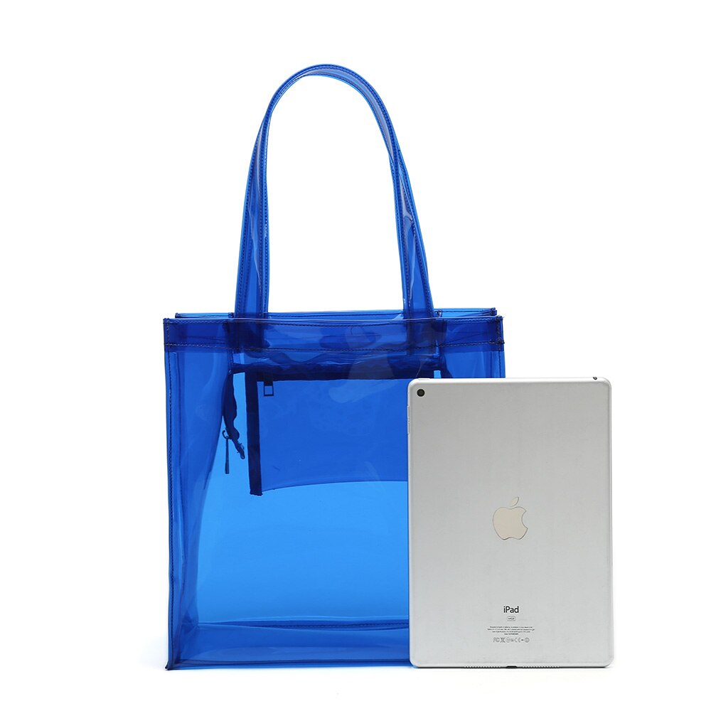 Clear Color PVC Beach bag with zipper closing Transparent Tote bag Available for custom Promotional bags