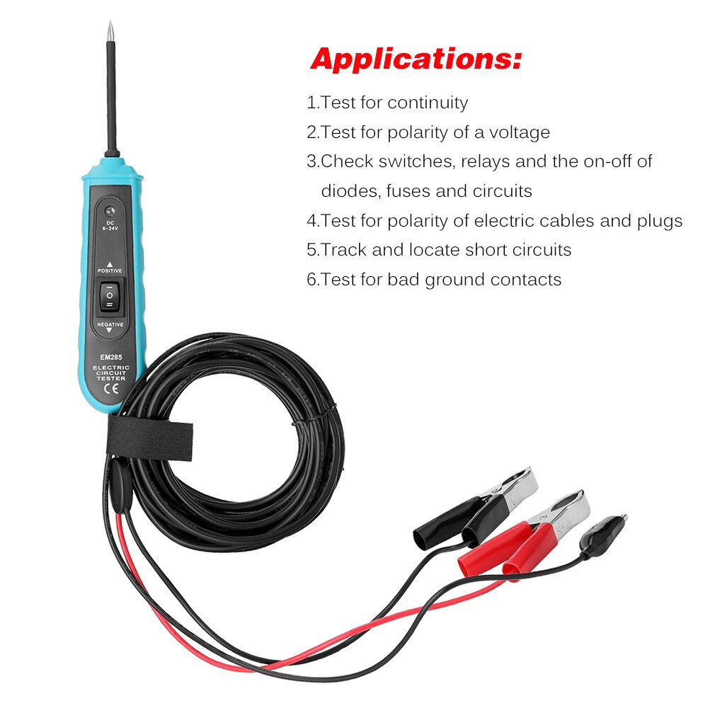 EM285 Automotive Electric Circuit Tester Car Electrical System Diagnostics Test Tool 6-24V DC Auto Circuit Detect Tool