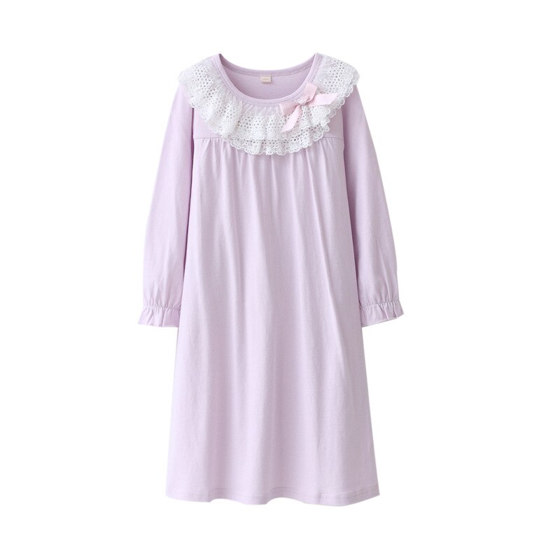 Girls Lace Nightgowns 100% Cotton Long Sleeve Sleeping Dresses Princess Girls Pjs Kids Pajamas Dress for Girls: 2 / 8