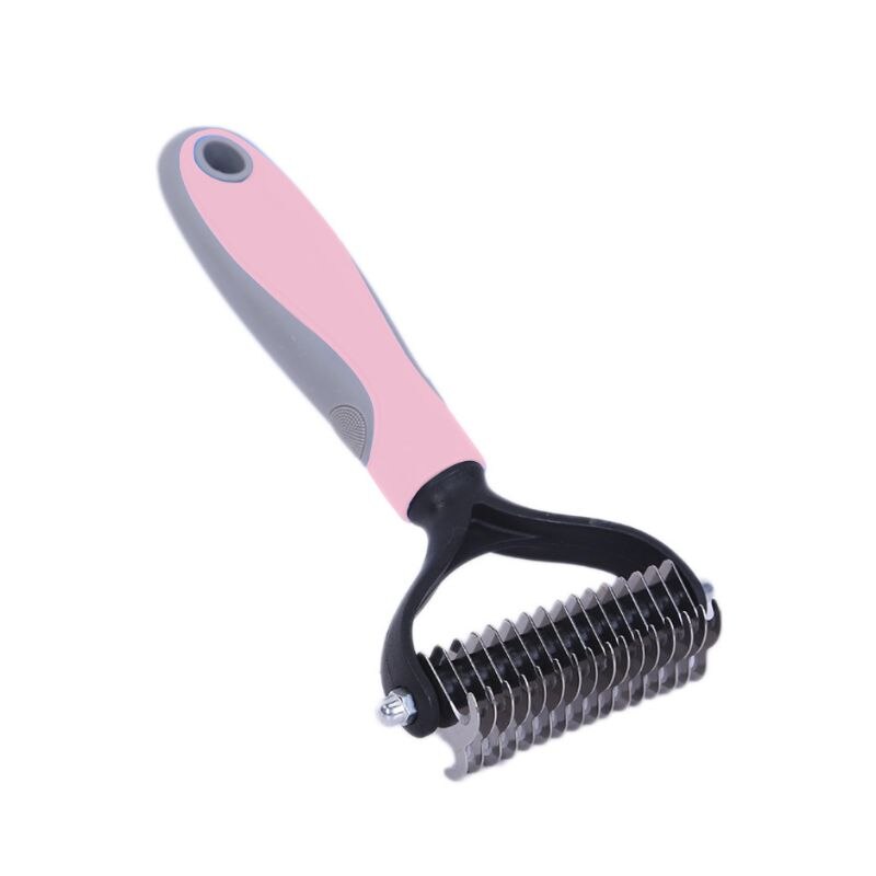 Ontharing Kam voor Honden Kat Trimmen Deshedding Borstel Grooming Gereedschap: Pink  L