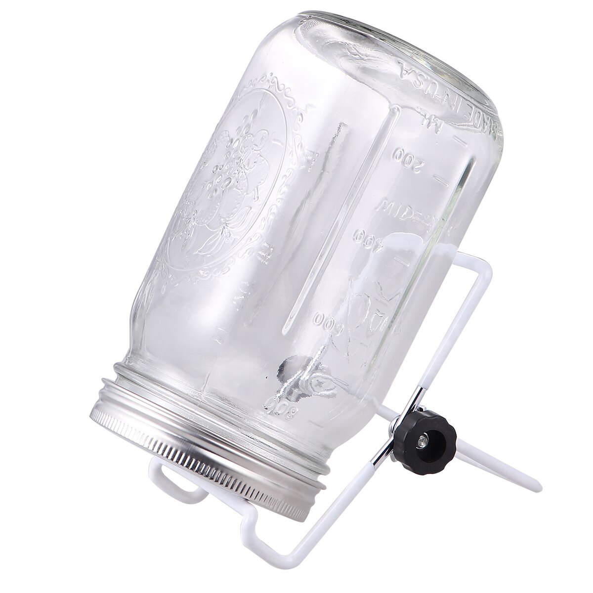 1set 450/940ml Glass Sprouter Jars Wide Mouth Mason Jars Seed Sprouting Jar Kit For Home Kitchen Garden With Lid And Rack: 940ml