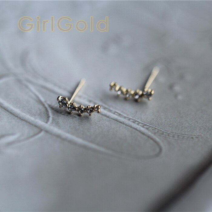 Spike 9 K Echt Solide Gold Stud Ohrring Schmuck Tschechische CZ Kristall