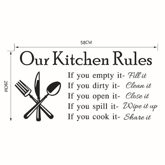 Tre rater engelsk citat køkken wallstickers vinyl wallstickers boligindretning kunst dekorative stickers pvc spisestue til bar: Qc19-6