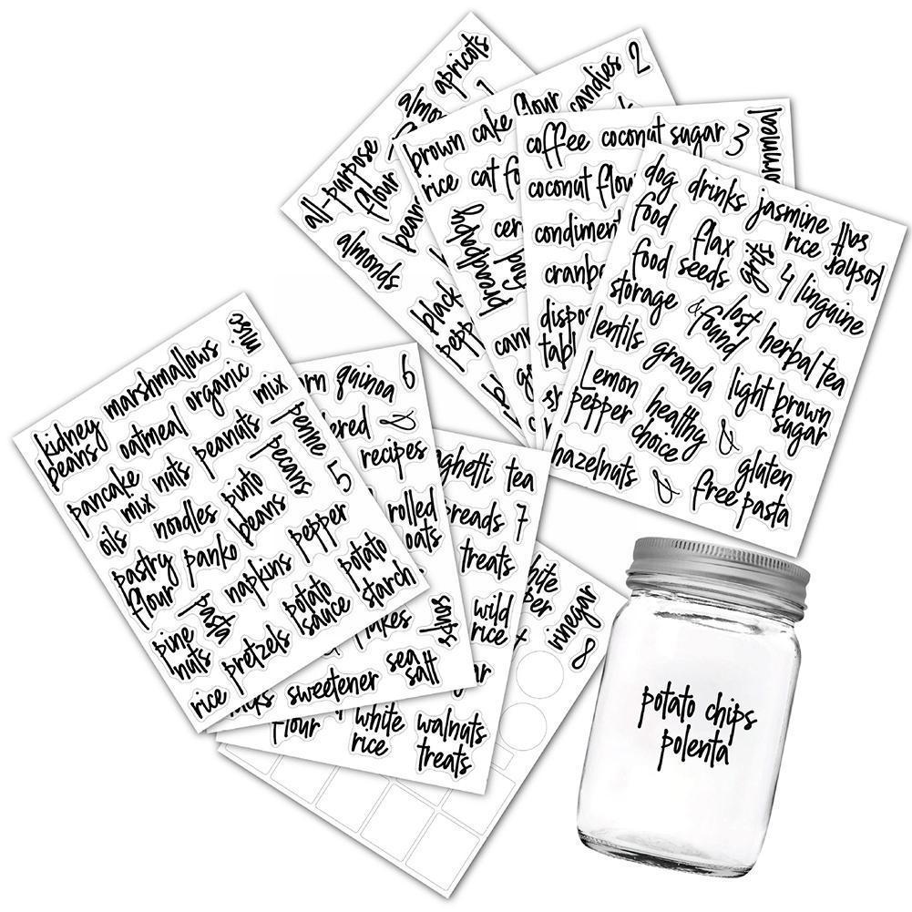 8 Sheets Pantry Label Sticker For Containers Preprinted Label Stickers Kitchen Self-Adhesive Food Transparent Waterproof St F3J3