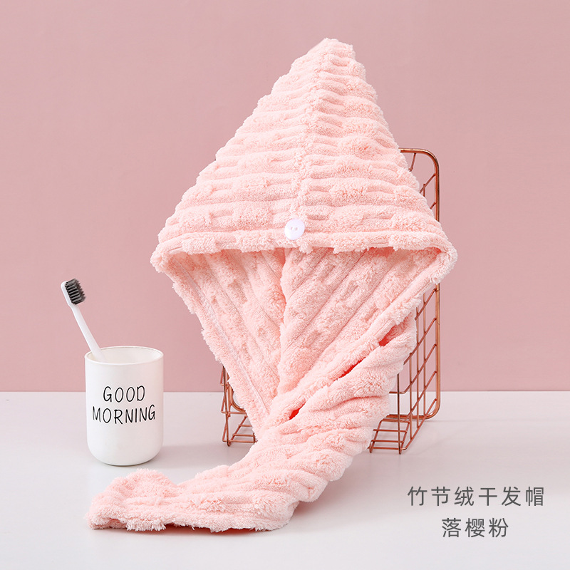 1 Stuks Microfiber Sneldrogende Haar Handdoek Cap Met Knop Super Absorptie Bad Hoed Sneldrogende Haardrogen Wrap hoed Handdoek Voor Vrouwen: Oranje