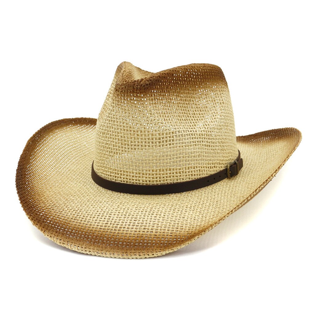 Halm cowboy panama jazz monterade hattar retro sommar vintage herr dam maskerad solhatt ledig nyans anti uv keps #bl5: Beige