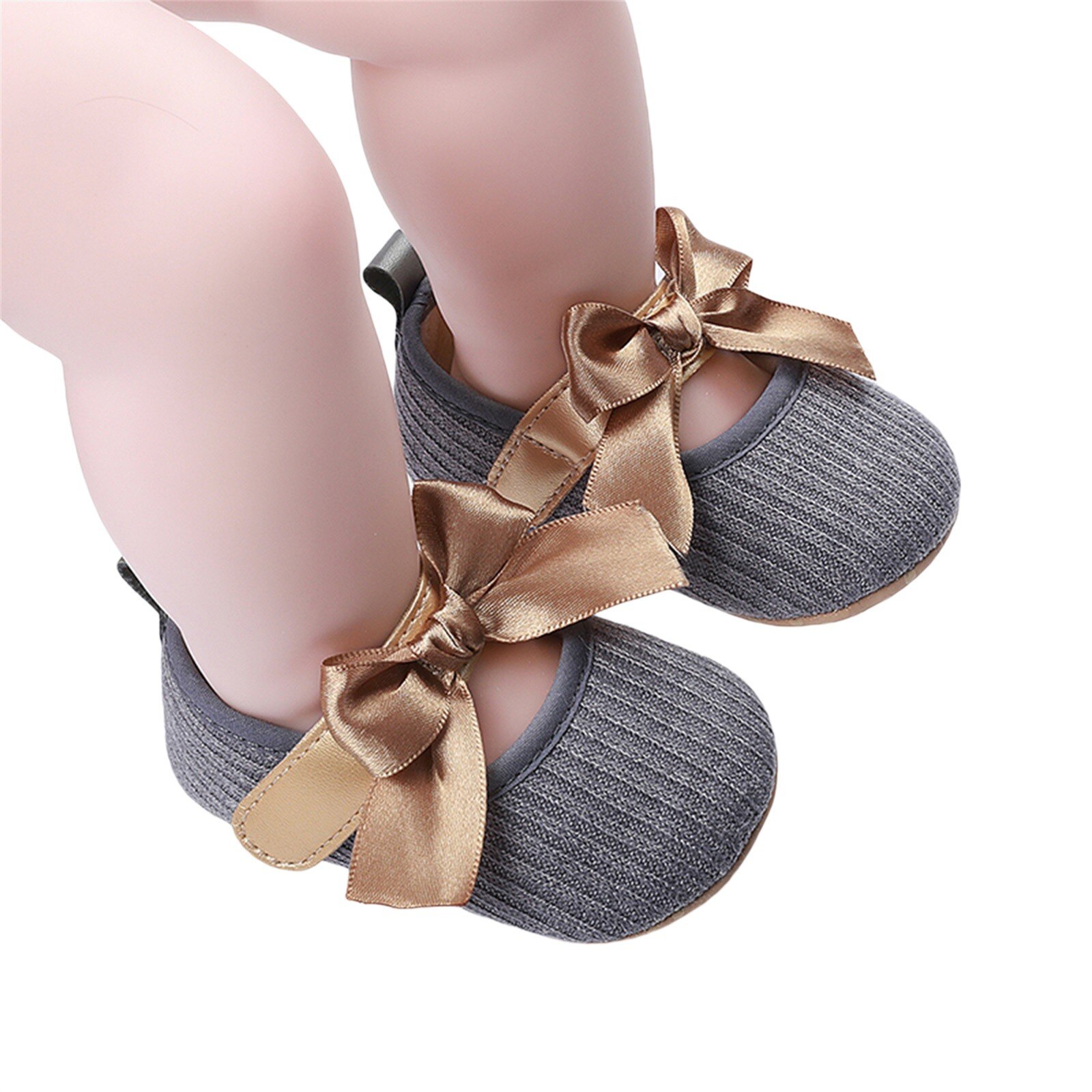 Newborn Princess Bowknot Shoes, Infant Hollow Out Prewalker with Hook and Loop (White, Grey, Pink, Red, Black)