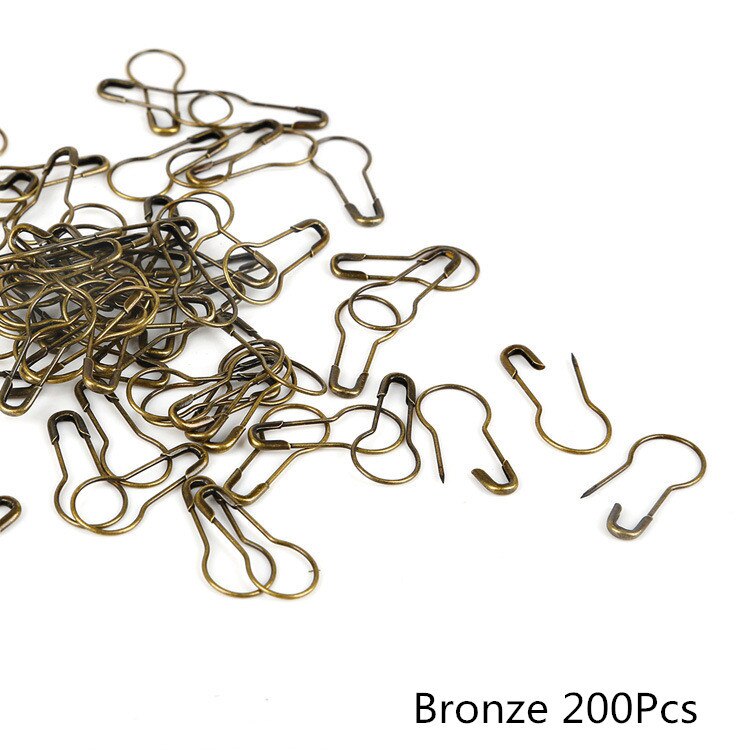 200 Pcs Calabash Form Metall Sicherheit Pins Locking Stich Marker Lock Pins Nadel Clip Marker für Stricken Gehaakte Decor DIY handwerk: Bronze Safety Pins