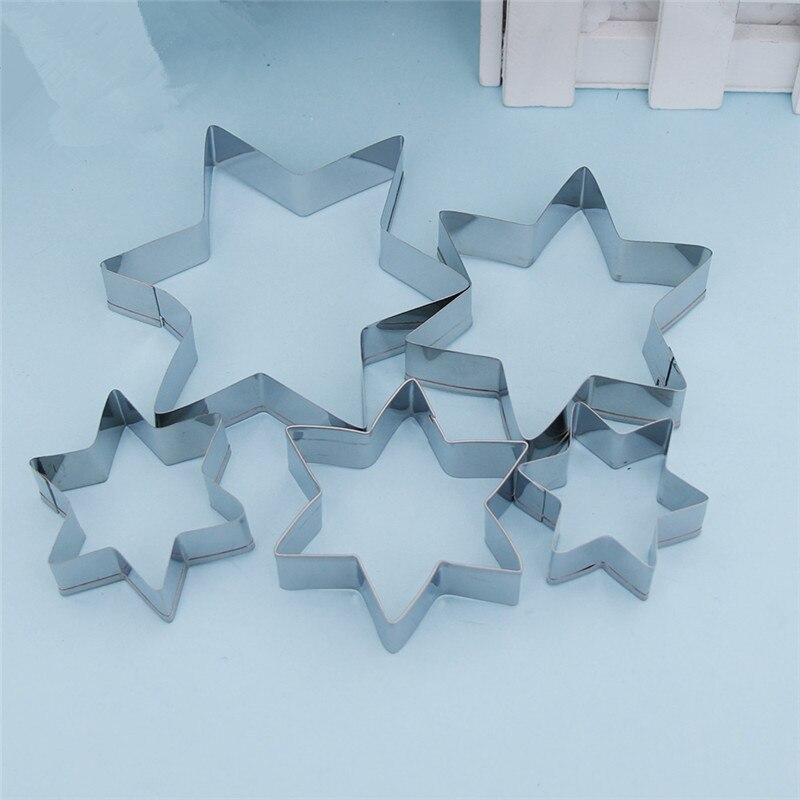 5 stks/set Cookie Mallen Stervorm Biscuit Cutters Rvs Cake Decoratie Fondant Cutter Bakken tools