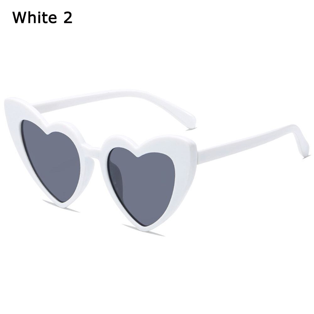 Hart Zonnebril Vrouwen Cat Eye Zonnebril Vrouwelijke Retro Liefde Hart Vormige Glazen Dames UV400 Bescherming: White 2