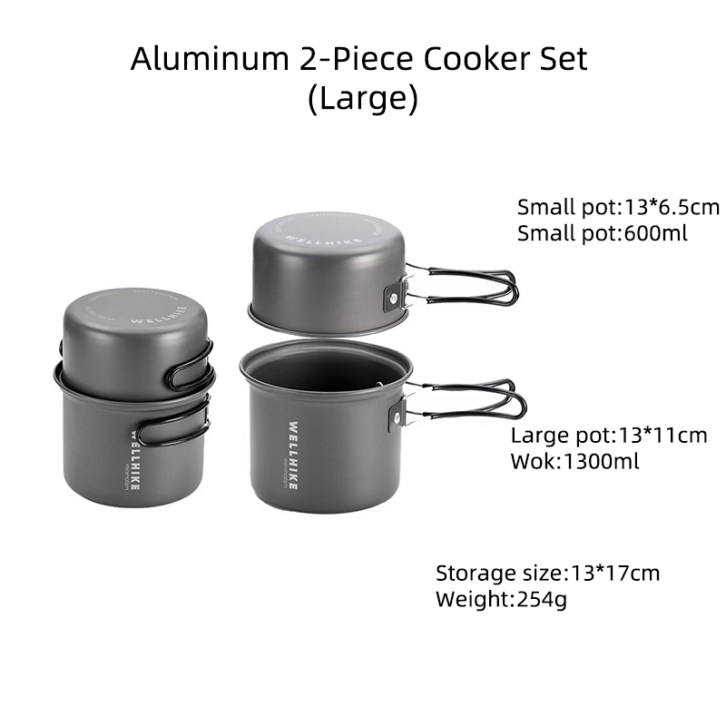 WELLHIKE Portable Ultralight Camping Set Pot 1 Person Foldable Backpack Cooking Set Outdoor Hiking Picnic Camping Tableware: Orange