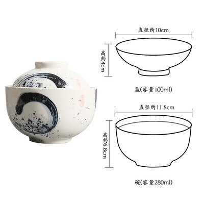 Japanse soepkom aardewerk stoofpot met deksel lepel bodem schotel set eetkamer restaurant mini pot kleine soep dessert cup servies: 5