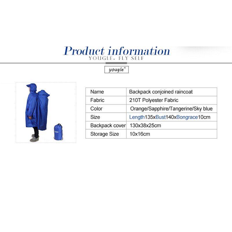Housse de sac à dos une pièce, imperméable Poncho Cape de pluie en plein air randonnée Camping vestes imperméables unisexe